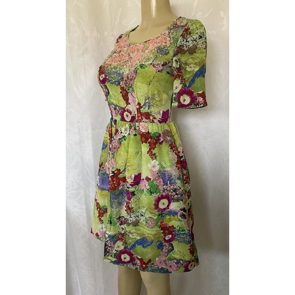 Anthropologie Peter Som Elizabeth Silk Postcard Dress Fit Flare Floral G… - Picture 6 of 11